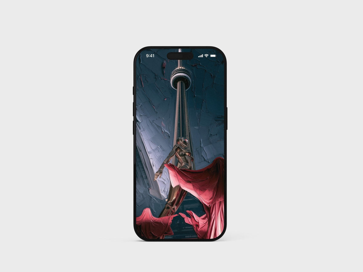 AHTD Pack — towering figure over a violet archway on an iPhone