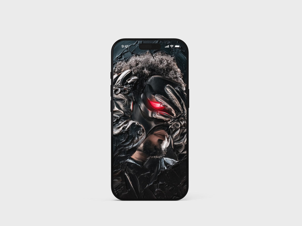 AHTD Pack — masked figure with a red eye on an iPhone