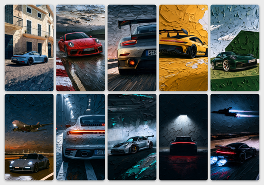 Porsche Pack — ten wallpapers preview on grey